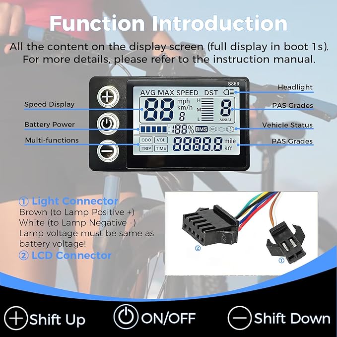 S866 Display 24V 36V 48V 52V 60V